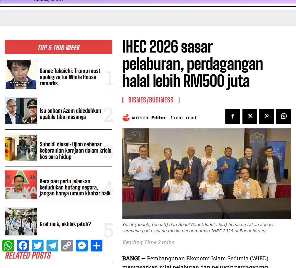 Liputan Khas: IHEC2026 Sasar Pelaburan Halal