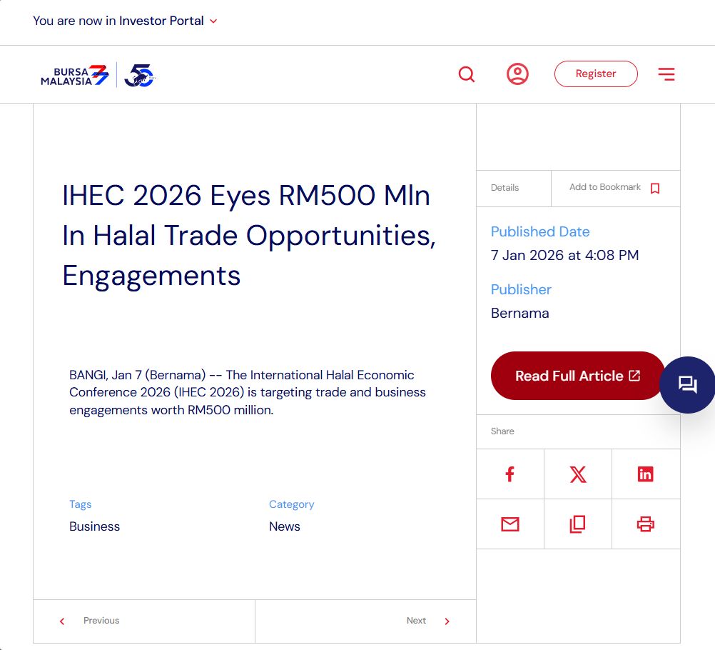 Market Updates: IHEC 2026 Eyes Halal Trade Opportunities