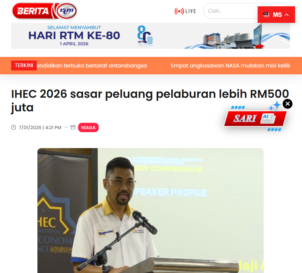 Berita RTM: Sasar Peluang Pelaburan Lebih RM500 Juta